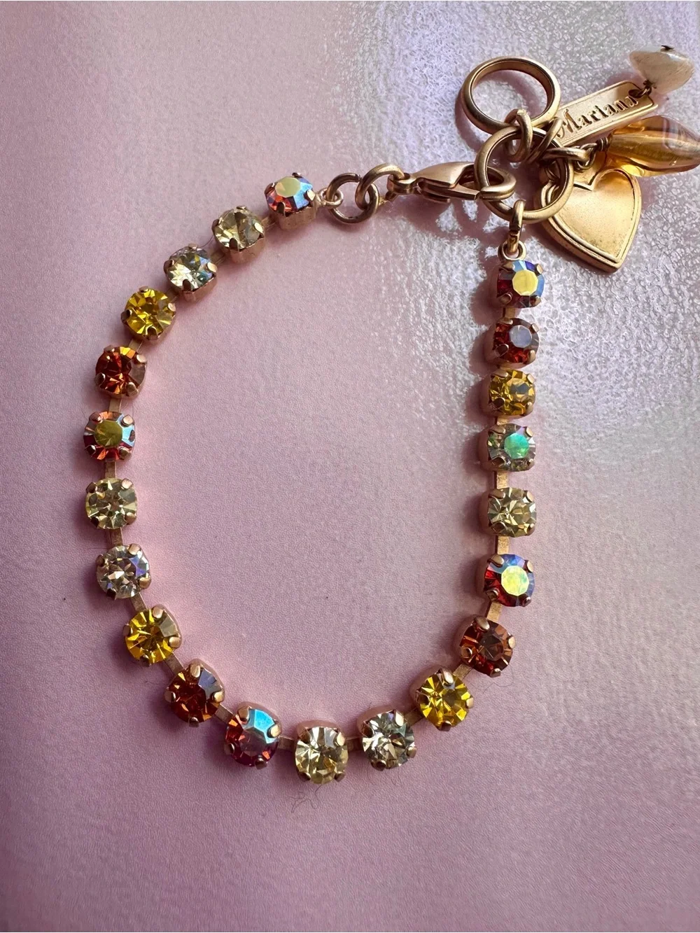 Mariana Gold Charm Swarovski Crystal Tennis Bracelet - Yellow Brick Road